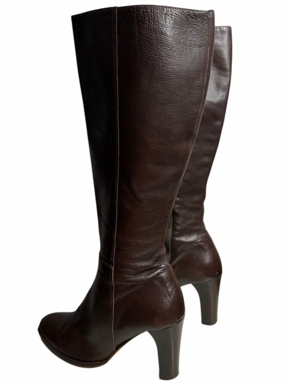 J. Crew Women’s Dark Brown Leather Knee-High Heeled Boots - Size 8 - Picture 3 of 14